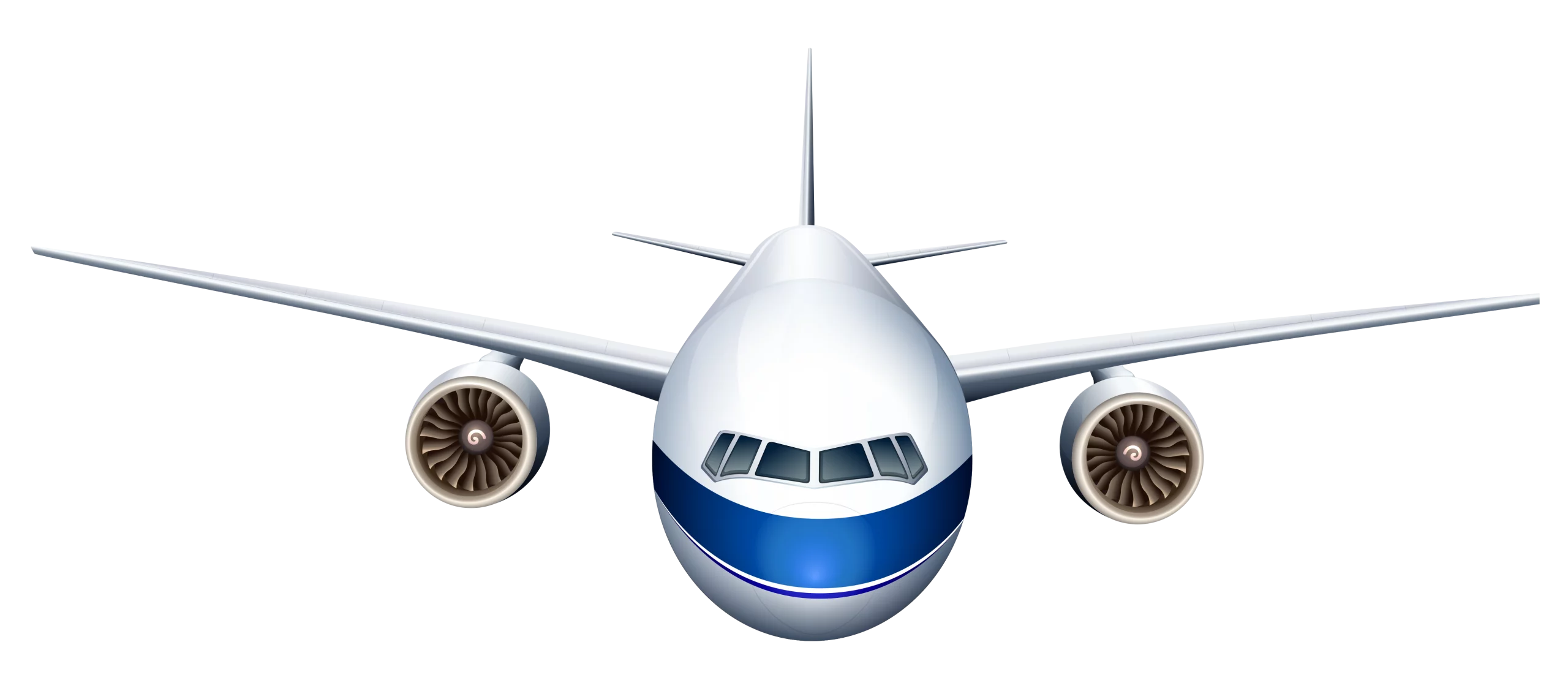 Front-Facing Commercial Passenger Airplane Transportation Clipart Illustration