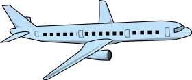 Light Blue Commercial Passenger Jet Aircraft Transportation Clipart Illustration