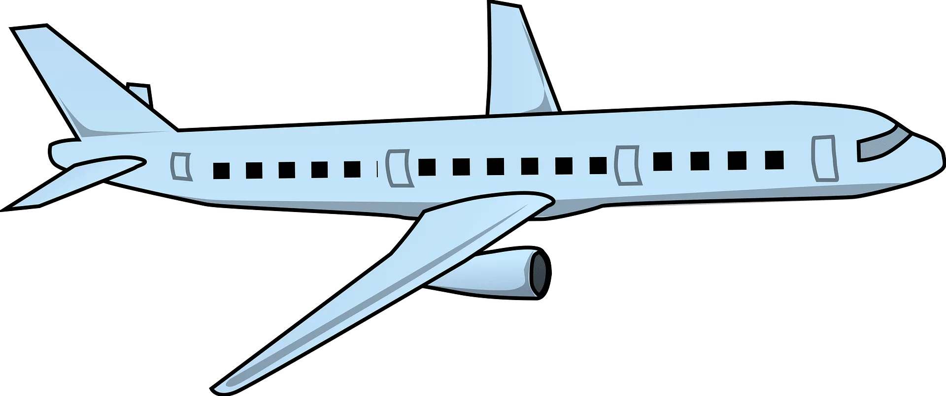 Light Blue Commercial Passenger Jet Aircraft Transportation Clipart Illustration