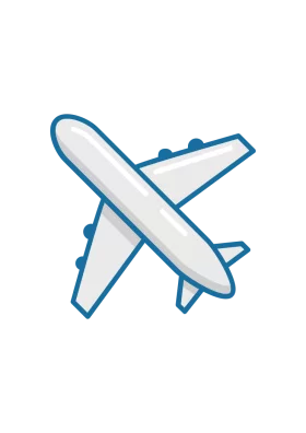 Minimalist Blue and White Airplane Travel Transportation Icon Clipart Design