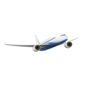 Modern White and Blue Commercial Passenger Airplane Clipart Illustration