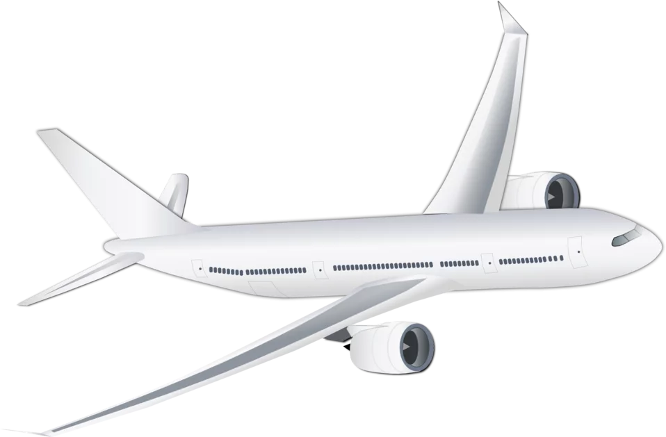 Modern White Commercial Passenger Airplane Transportation Clipart Illustration