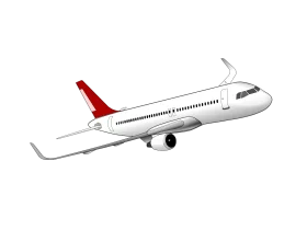 Modern White Passenger Aircraft with Red Tail Fin - Commercial Airplane Clipart