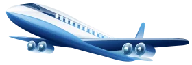 Sleek Blue Commercial Passenger Airplane Transportation Clipart with Shiny Finish