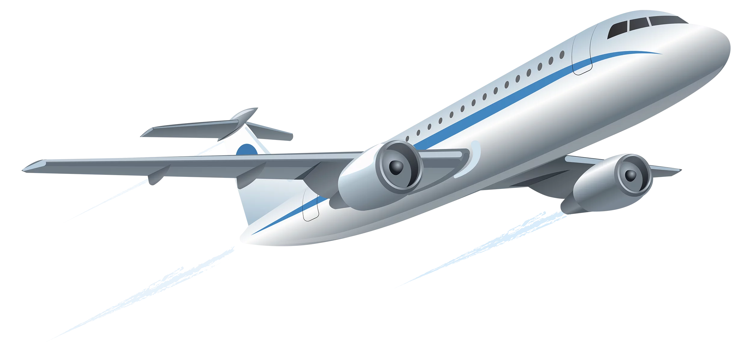 Sleek Commercial Passenger Airplane Clipart Flying Through Clear Skies