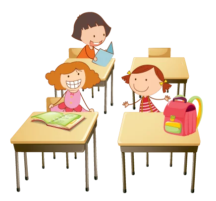 Cheerful Elementary School Students Learning in Classroom Education Clipart