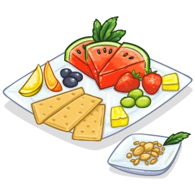 Colorful Fresh Fruit Platter with Crackers and Nuts Healthy Snack Clipart