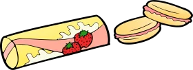 Colorful Strawberry Crepe Dessert with Macaroons Illustration Clipart