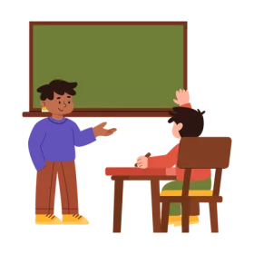 Educational Classroom Teaching Moment with Student and Teacher Clipart Illustration