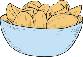 Hand-Drawn Bowl of Golden Tortilla Chips Clipart for Snack Time Illustration