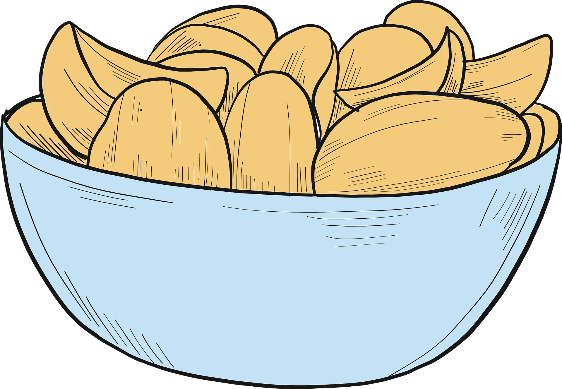 Hand-Drawn Bowl of Golden Tortilla Chips Clipart for Snack Time Illustration