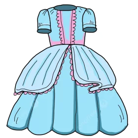 Beautiful Light Blue Princess Gown with Pink Trim Fairy Tale Dress Clipart