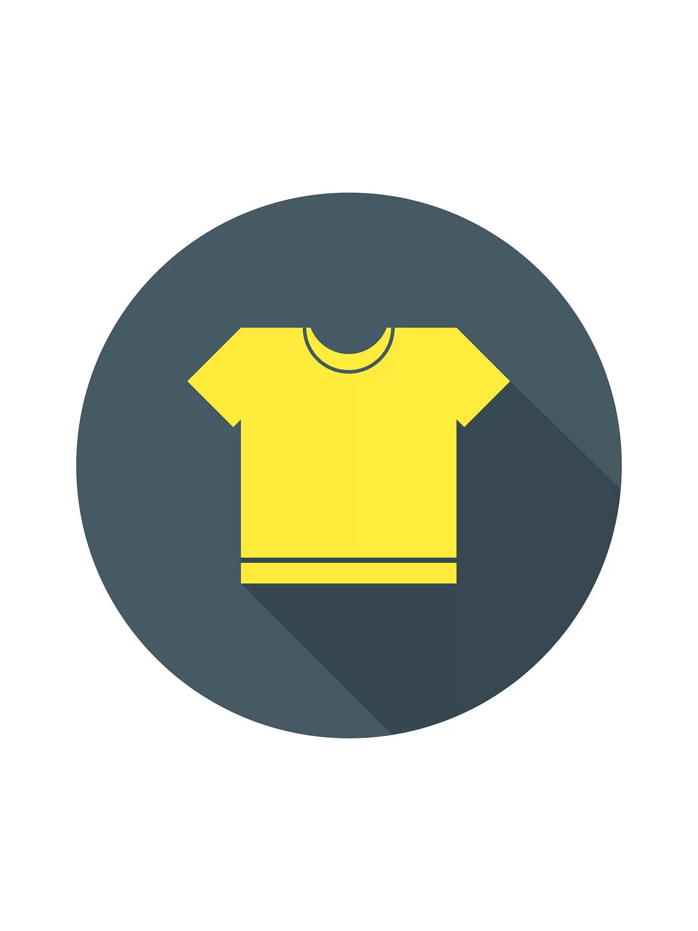 Bright Yellow T-Shirt Icon on Dark Teal Circle Background Clipart Design