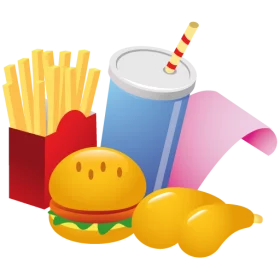 Colorful Fast Food Meal Combo with Burger, Fries, and Drink Clipart Illustration