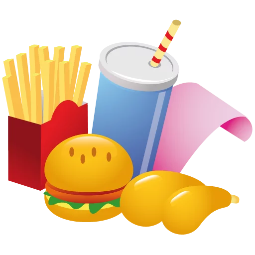 Colorful Fast Food Meal Combo with Burger, Fries, and Drink Clipart Illustration