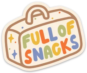 Colorful Lunch Box Sticker Design with Full of Snacks Text Food Container Clipart