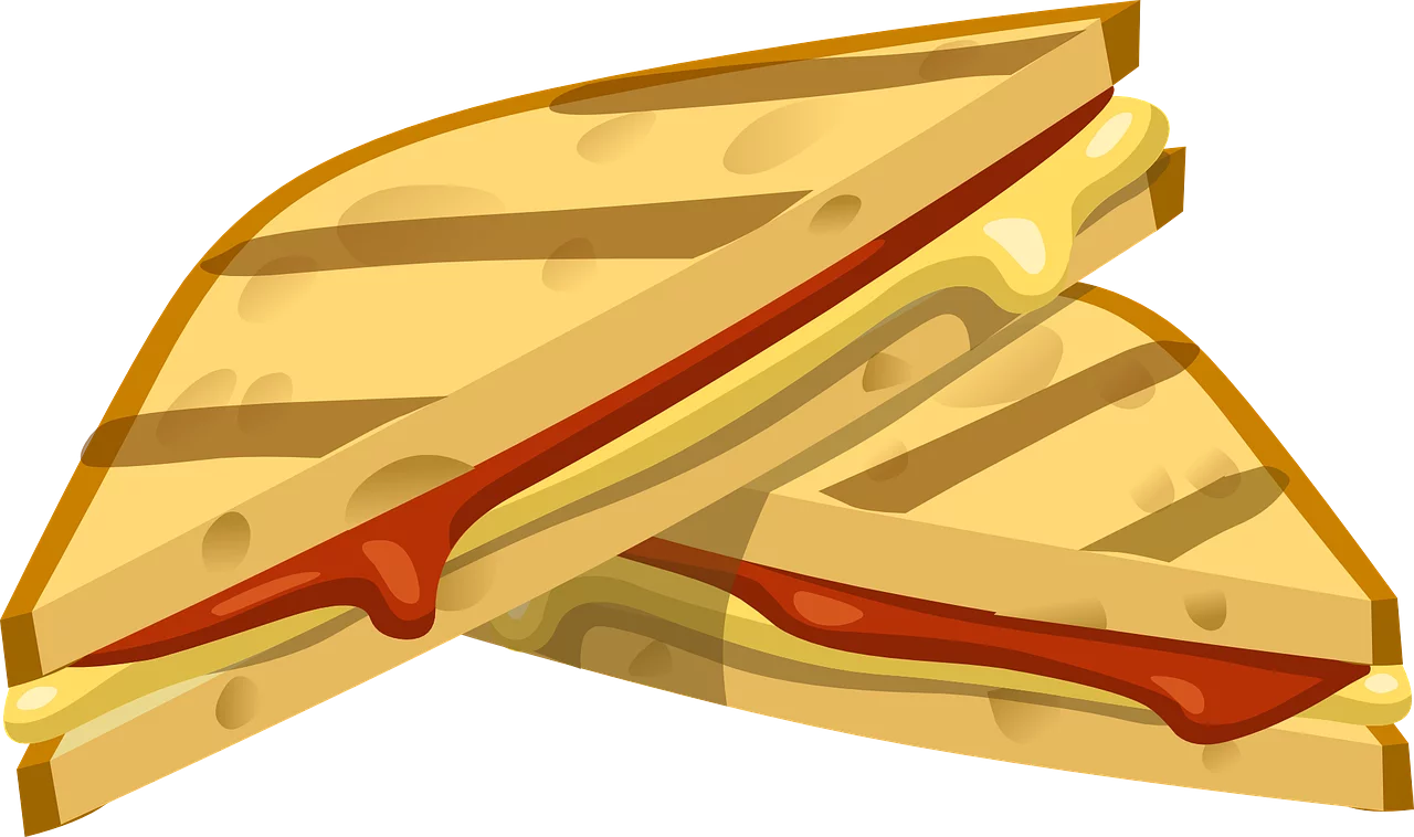 Delicious Grilled Cheese Sandwich Triangles with Melted Cheese Clipart Illustration