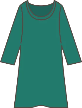 Elegant Teal Green Long Sleeve A-Line Casual Dress with Rounded Neckline Clipart