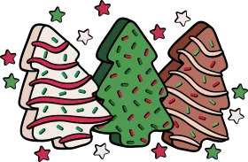 Festive Christmas Tree Cookies Holiday Celebration Clipart for Seasonal Decorations