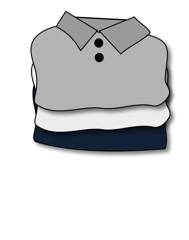 Layered Gray Polo Shirt with White and Navy Blue Sections Clipart Illustration