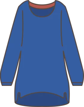 Long-Sleeve Blue Tunic Top with Red Collar Trim Vector Clipart Illustration