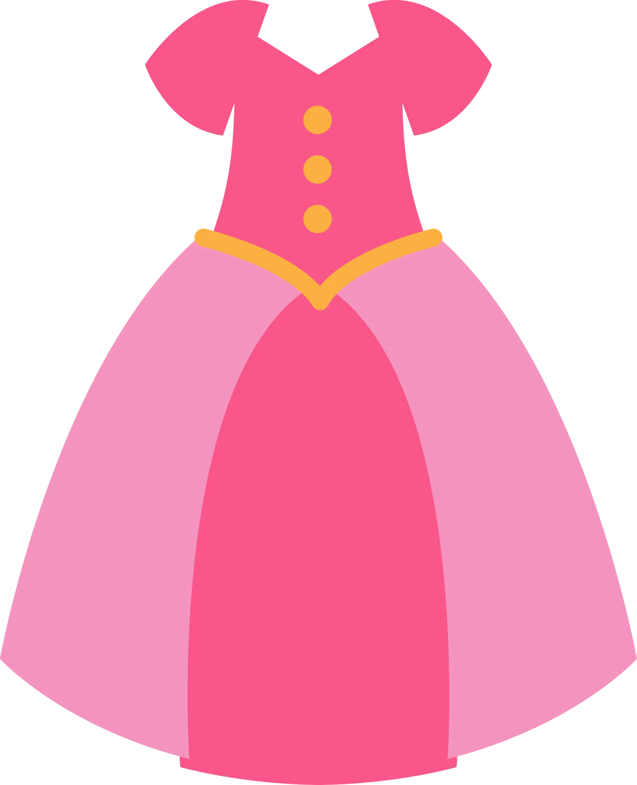 Pink Princess Gown with Gold Buttons and Trim Cute Children's Clipart Dress