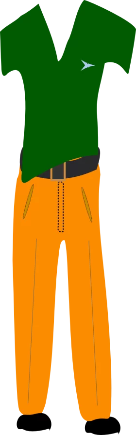 Professional Green V-Neck Shirt and Orange Pants Fashion Outfit Design Clipart