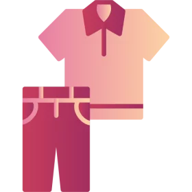 Stylish Gradient Polo Shirt and Burgundy Pants Casual Wear Outfit Clipart Illustration