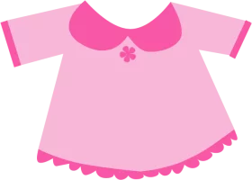 Sweet Pink Baby Dress with Decorative Collar and Flower Accent Clipart Illustration