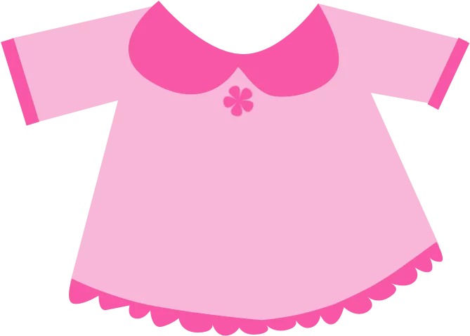 Sweet Pink Baby Dress with Decorative Collar and Flower Accent Clipart Illustration