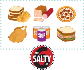 The Salty Six: Illustrated Food Clipart Collection of High-Sodium Culinary Favorites