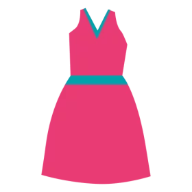 Vibrant Pink and Turquoise A-Line Summer Dress Clipart With V-Neckline Design