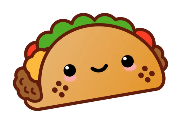 Adorable Cartoon Taco with Smiling Face - Cute Food Clipart Illustration