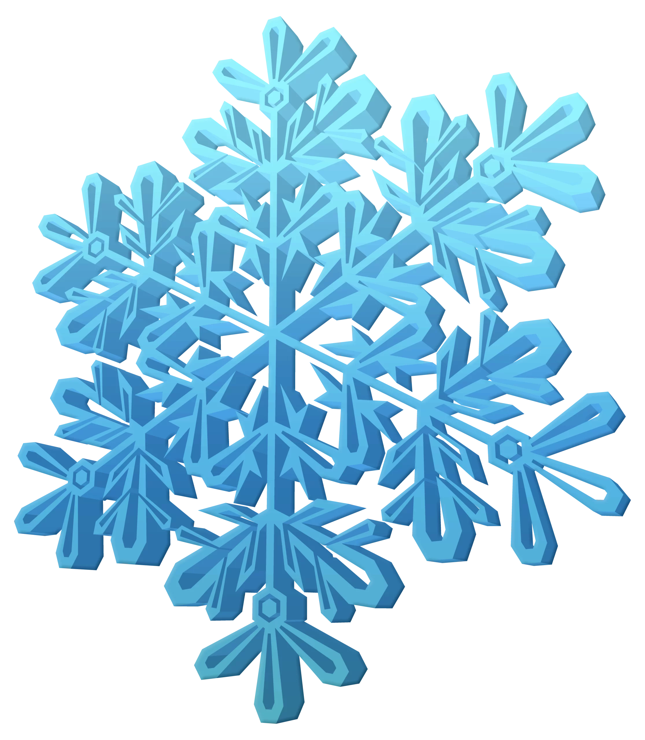 Beautiful 3D Blue Snowflake Winter Holiday Decoration Clipart Design Element