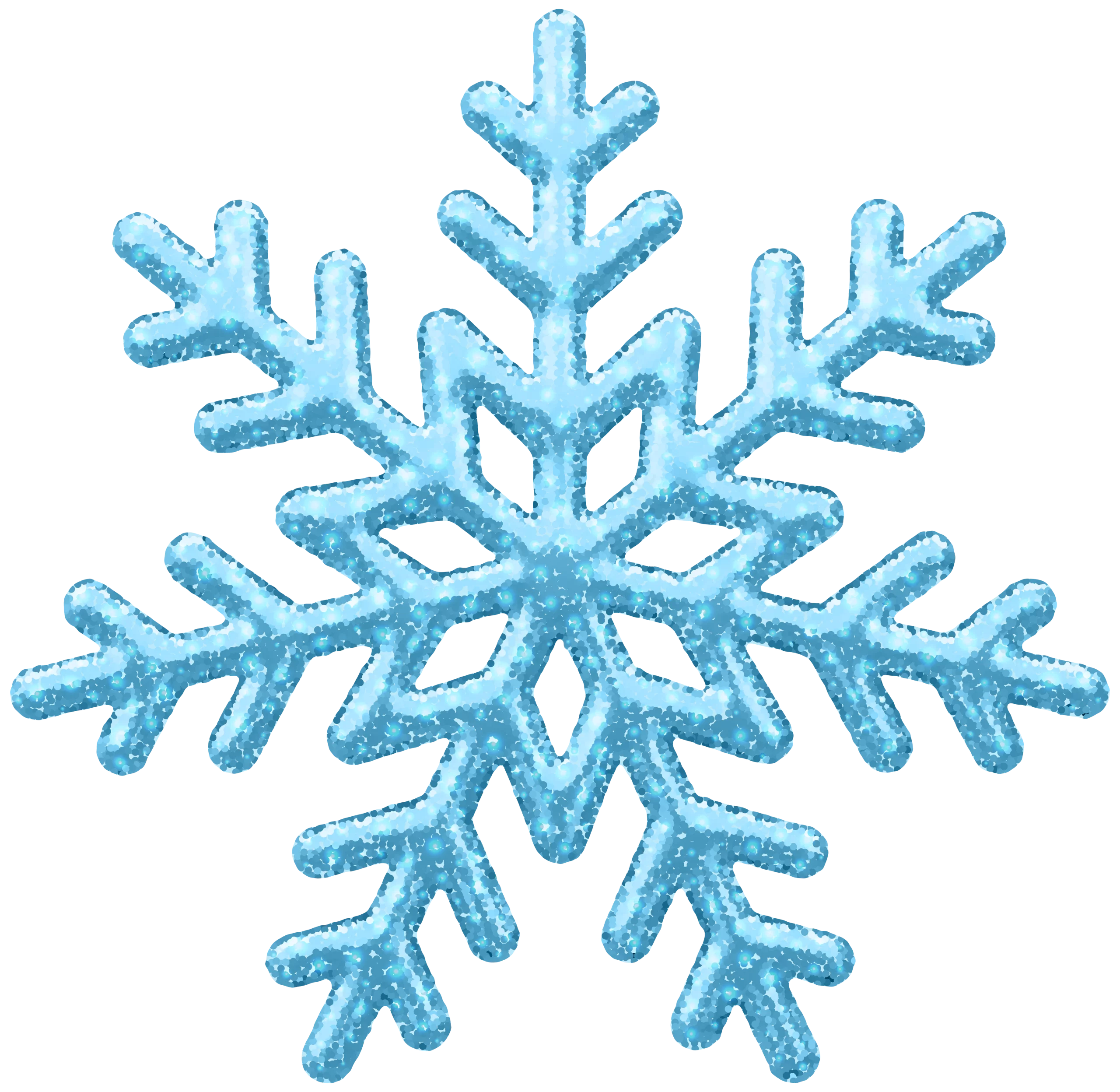 Beautiful Crystalline Blue Snowflake Winter Decoration Clipart Design