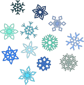 Beautiful Winter Snowflake Collection in Various Shades of Blue and Teal Clipart