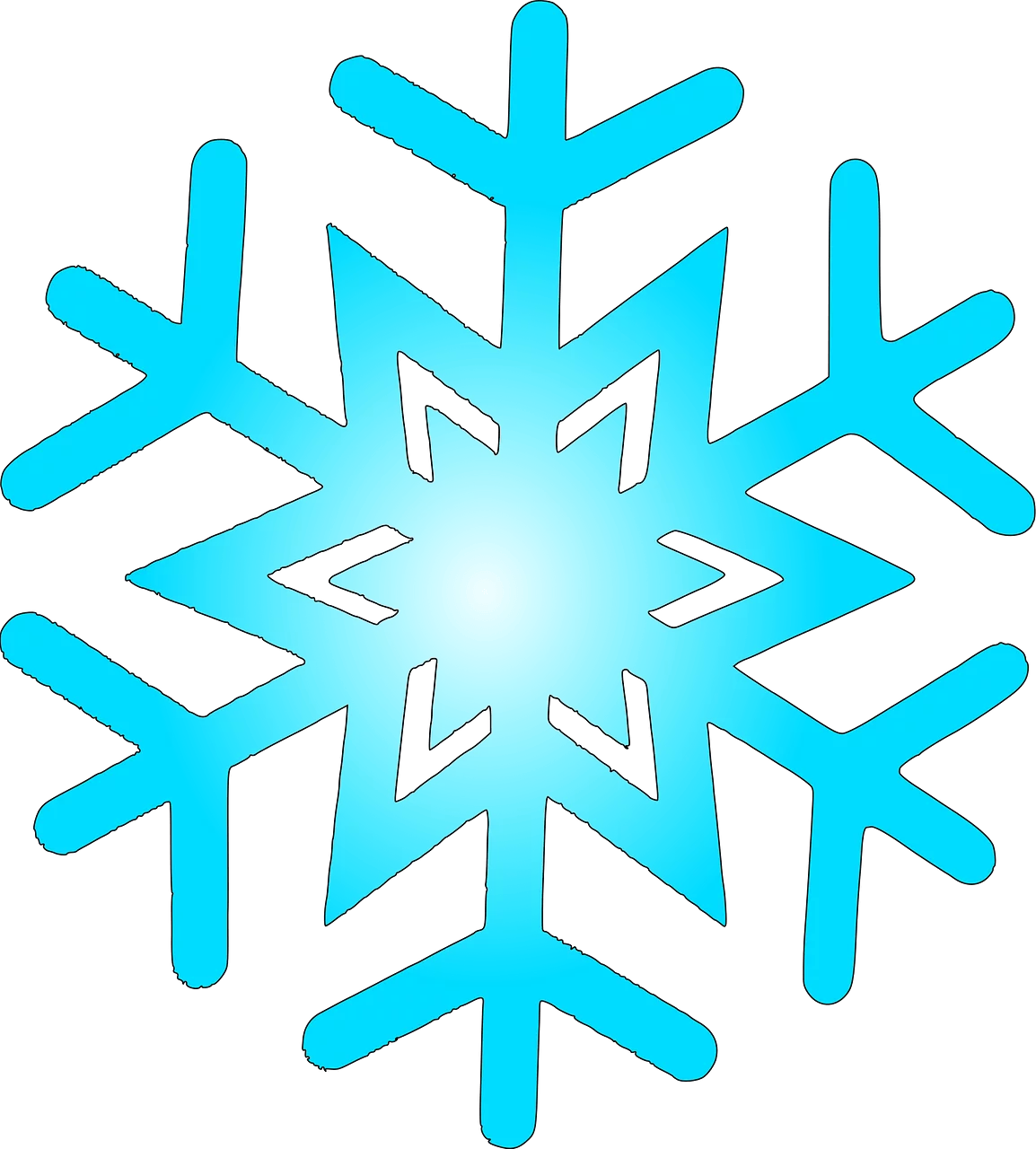 Bright Blue Geometric Snowflake Winter Symbol Seasonal Clipart Design