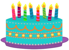 Colorful Birthday Celebration Cake with Candles Festive Party Clipart