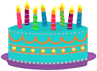 Colorful Birthday Celebration Cake with Candles Festive Party Clipart