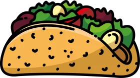 Colorful Mexican Taco with Fresh Vegetables Illustration Clipart Food Icon