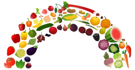 Colorful Rainbow Arc of Fresh Fruits and Vegetables Healthy Food Clipart