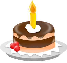 Delicious Chocolate Birthday Cake with Glowing Candle Celebration Clipart