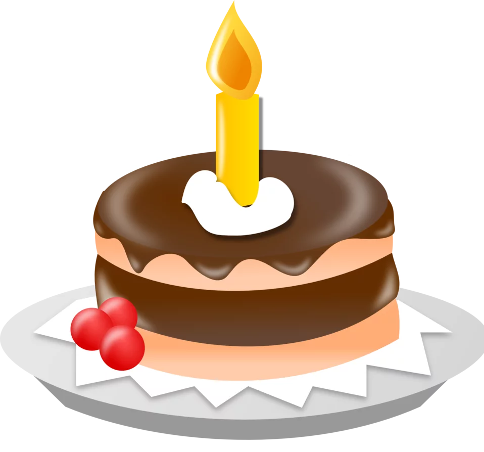 Delicious Chocolate Birthday Cake with Glowing Candle Celebration Clipart