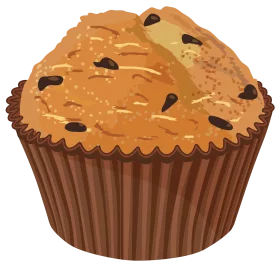 Delicious Chocolate Chip Muffin with Golden Brown Top Illustrated Clipart Graphic