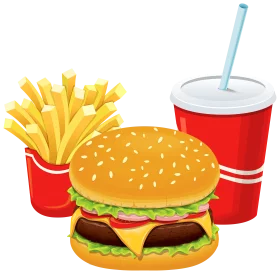 Delicious Fast Food Combo Meal with Burger, Fries and Soda Clipart Illustration