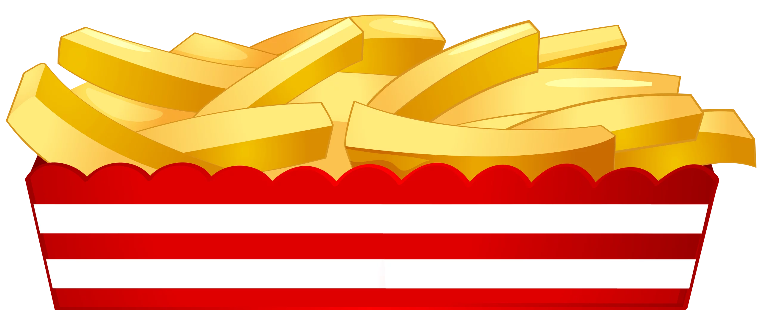 Delicious Golden French Fries in Red and White Striped Container Clipart Illustration