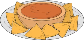 Delicious Mexican Bean Dip with Tortilla Chips Appetizer Platter Clipart