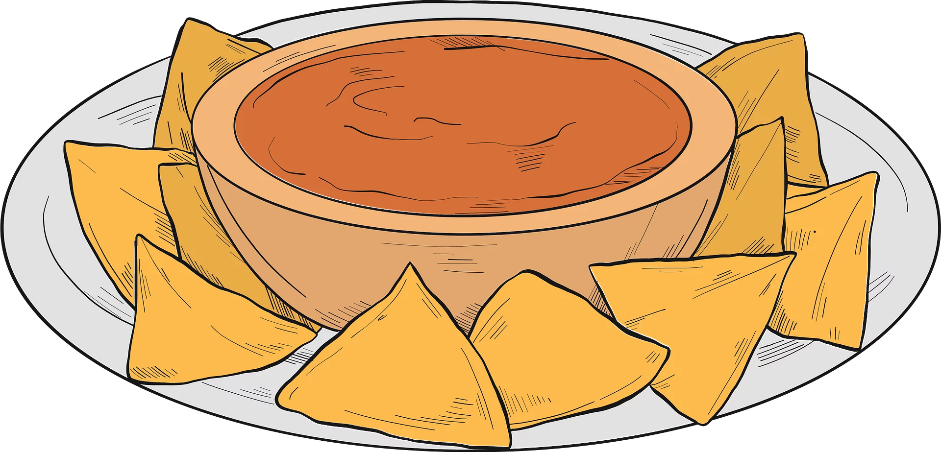 Delicious Mexican Bean Dip with Tortilla Chips Appetizer Platter Clipart