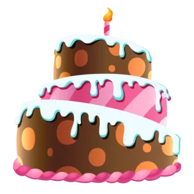 Deliciously Sweet Two-Tiered Chocolate and Pink Birthday Cake Celebration Clipart