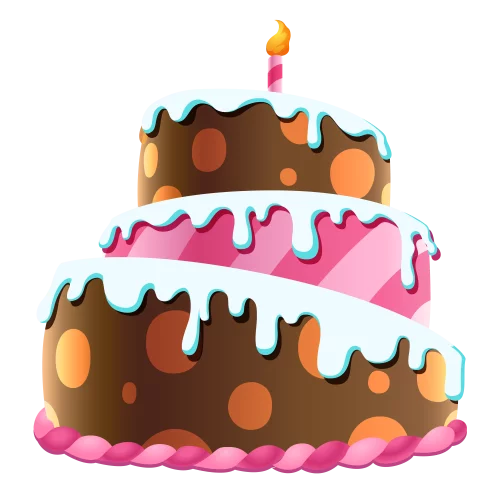 Deliciously Sweet Two-Tiered Chocolate and Pink Birthday Cake Celebration Clipart